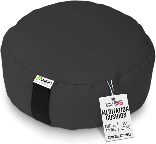 Bean Products Zafu Meditation Pillow for Sitting on Floor, Yoga Cushion Made in USA