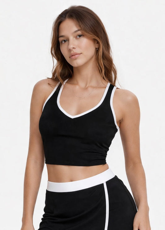 Trophy Yoga Contrast Cropped Sports Bra Made in USA