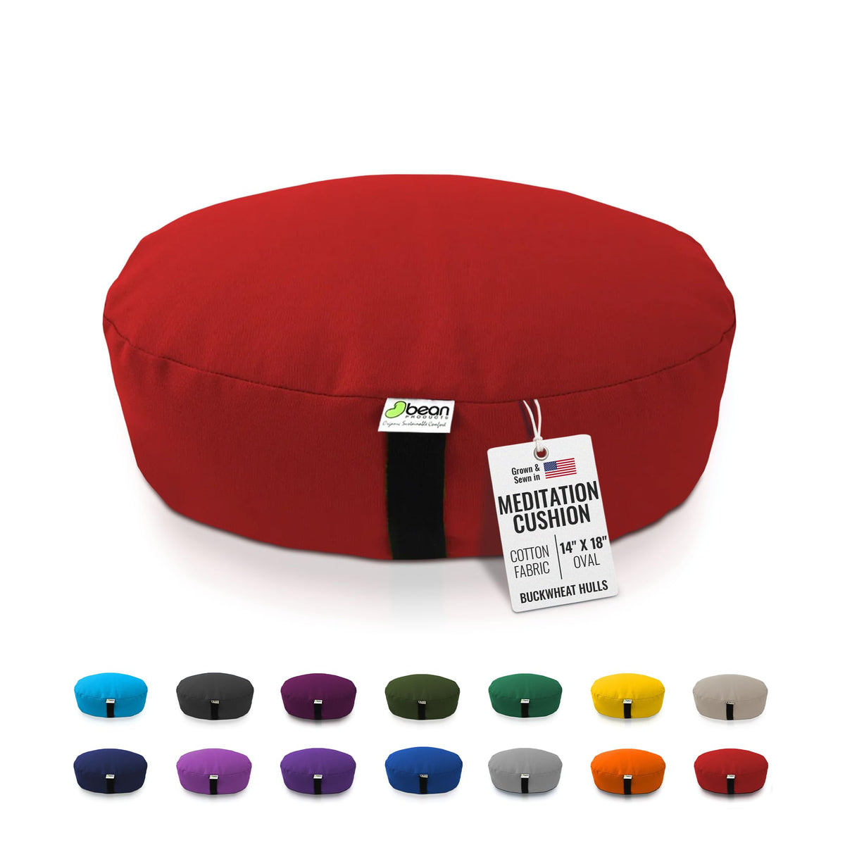Bean Products Zafu Meditation Pillow for Sitting on Floor, Yoga Cushion Made in USA