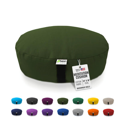 Bean Products Zafu Meditation Pillow for Sitting on Floor, Yoga Cushion Made in USA