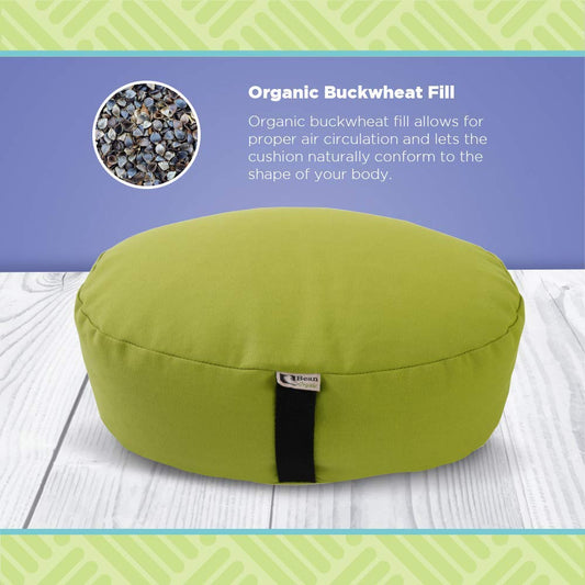 Bean Products Zafu Meditation Pillow for Sitting on Floor, Yoga Cushion Made in USA
