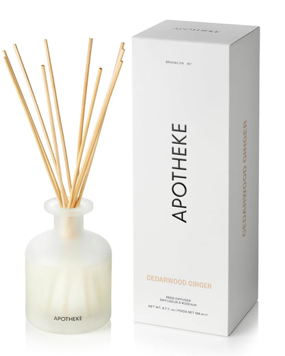 Apotheke Scented Reed Diffuser for Home, Charcoal, 10 Reed Sticks