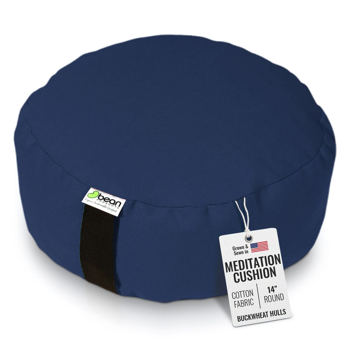 Bean Products Zafu Meditation Pillow for Sitting on Floor, Yoga Cushion Made in USA