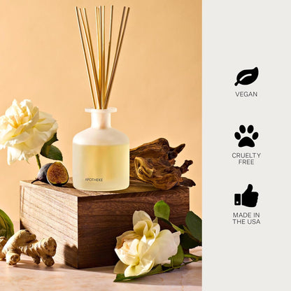 Apotheke Scented Reed Diffuser for Home, Charcoal, 10 Reed Sticks