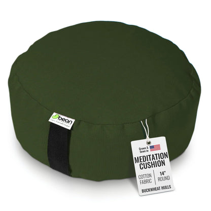 Bean Products Zafu Meditation Pillow for Sitting on Floor, Yoga Cushion Made in USA