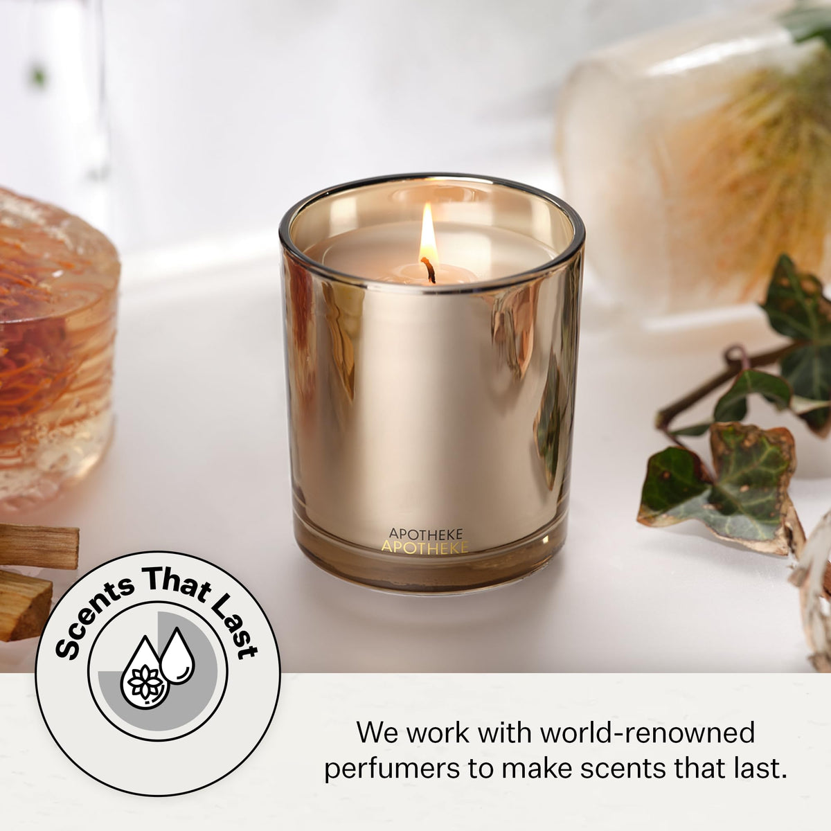 Apotheke Signature Scented Candles for Home, Charcoal - 10.5 Oz