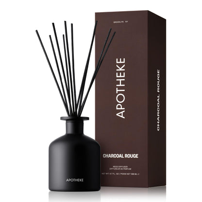 Apotheke Scented Reed Diffuser for Home, Charcoal, 10 Reed Sticks