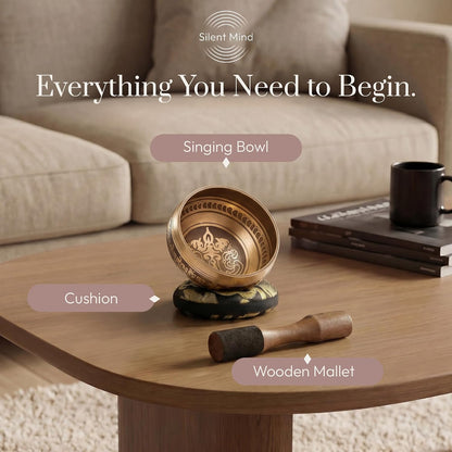 Silent Mind Tibetan Singing Bowl Set – Easy to Play & Beginner Friendly Meditation Bowl