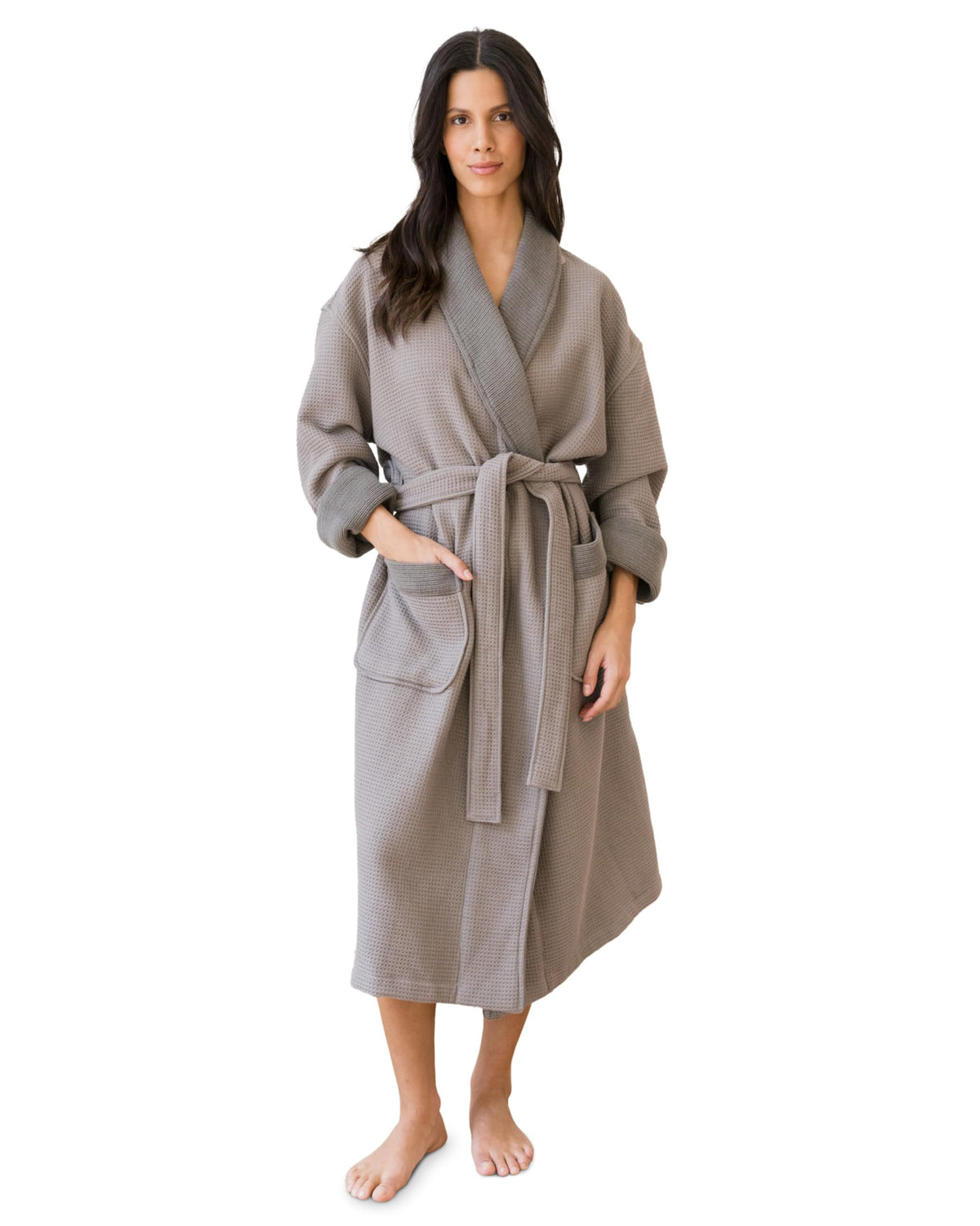 Cozy Earth Waffle Bath Robe, Lightweight Spa Robe with Pockets
