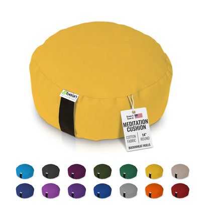 Bean Products Zafu Meditation Pillow for Sitting on Floor, Yoga Cushion Made in USA