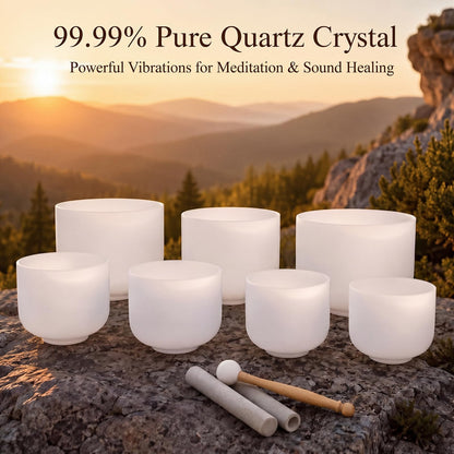 RYAN DVAN 432Hz 7"-12" Multiple Color Options Crystal Singing Bowl Set of 7