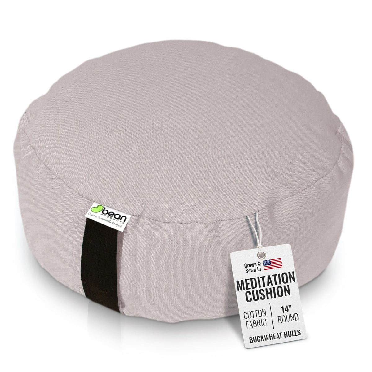 Bean Products Zafu Meditation Pillow for Sitting on Floor, Yoga Cushion Made in USA