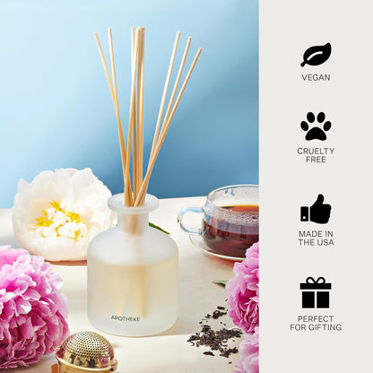 Apotheke Scented Reed Diffuser for Home, Charcoal, 10 Reed Sticks