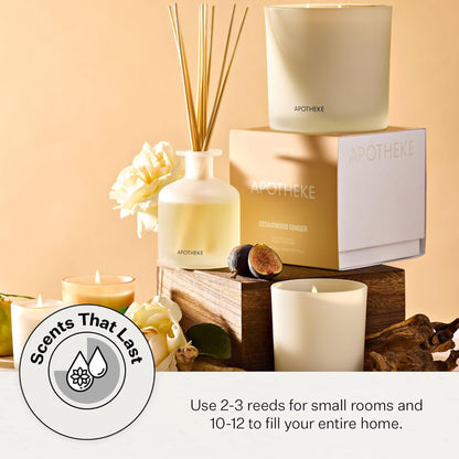 Apotheke Scented Reed Diffuser for Home, Charcoal, 10 Reed Sticks