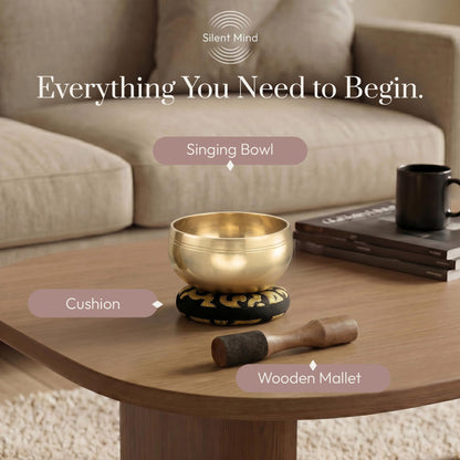 Silent Mind Tibetan Singing Bowl Set – Easy to Play & Beginner Friendly Meditation Bowl