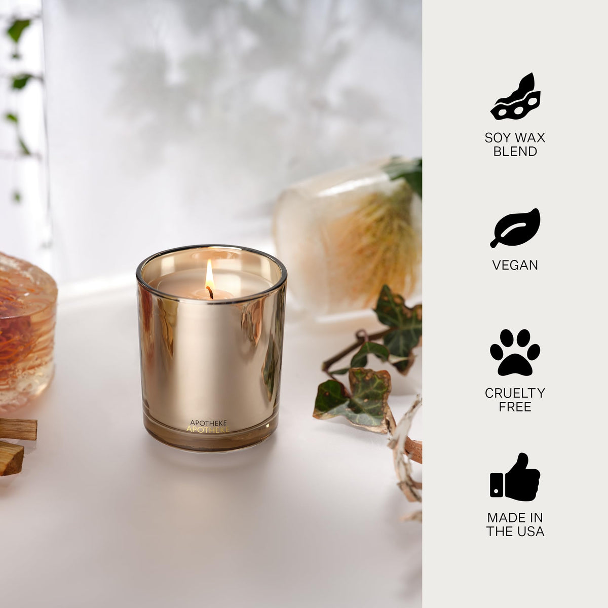 Apotheke Signature Scented Candles for Home, Charcoal - 10.5 Oz