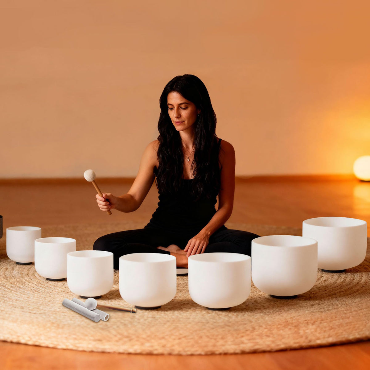 RYAN DVAN 432Hz 7"-12" Multiple Color Options Crystal Singing Bowl Set of 7