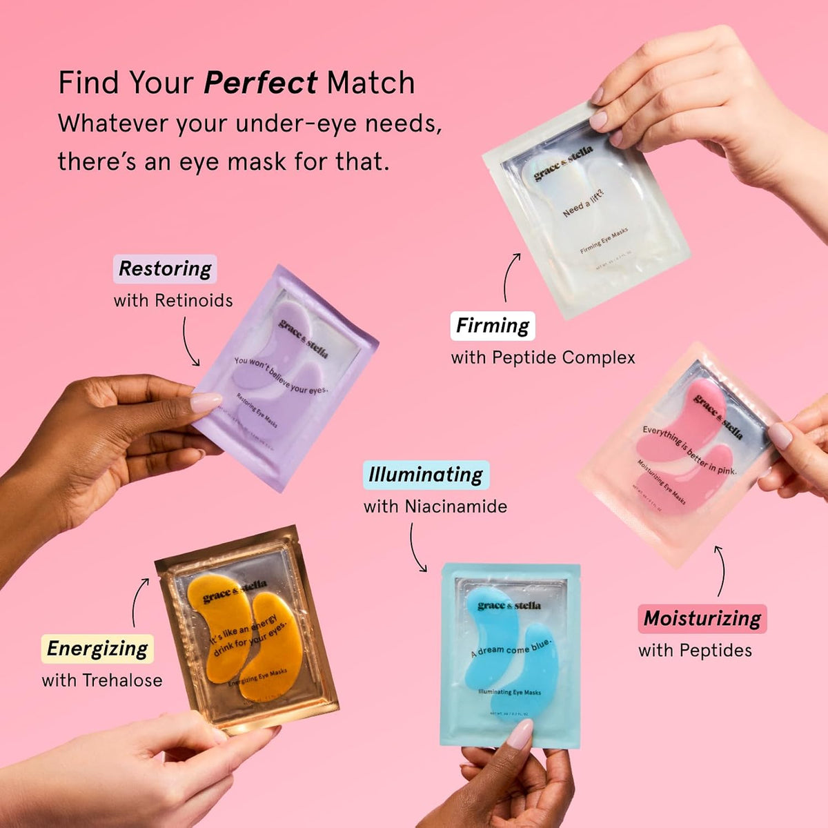 Grace & Stella Award Winning Eye Patches for Puffy Eyes  Dark Circles  Undereye Bags
