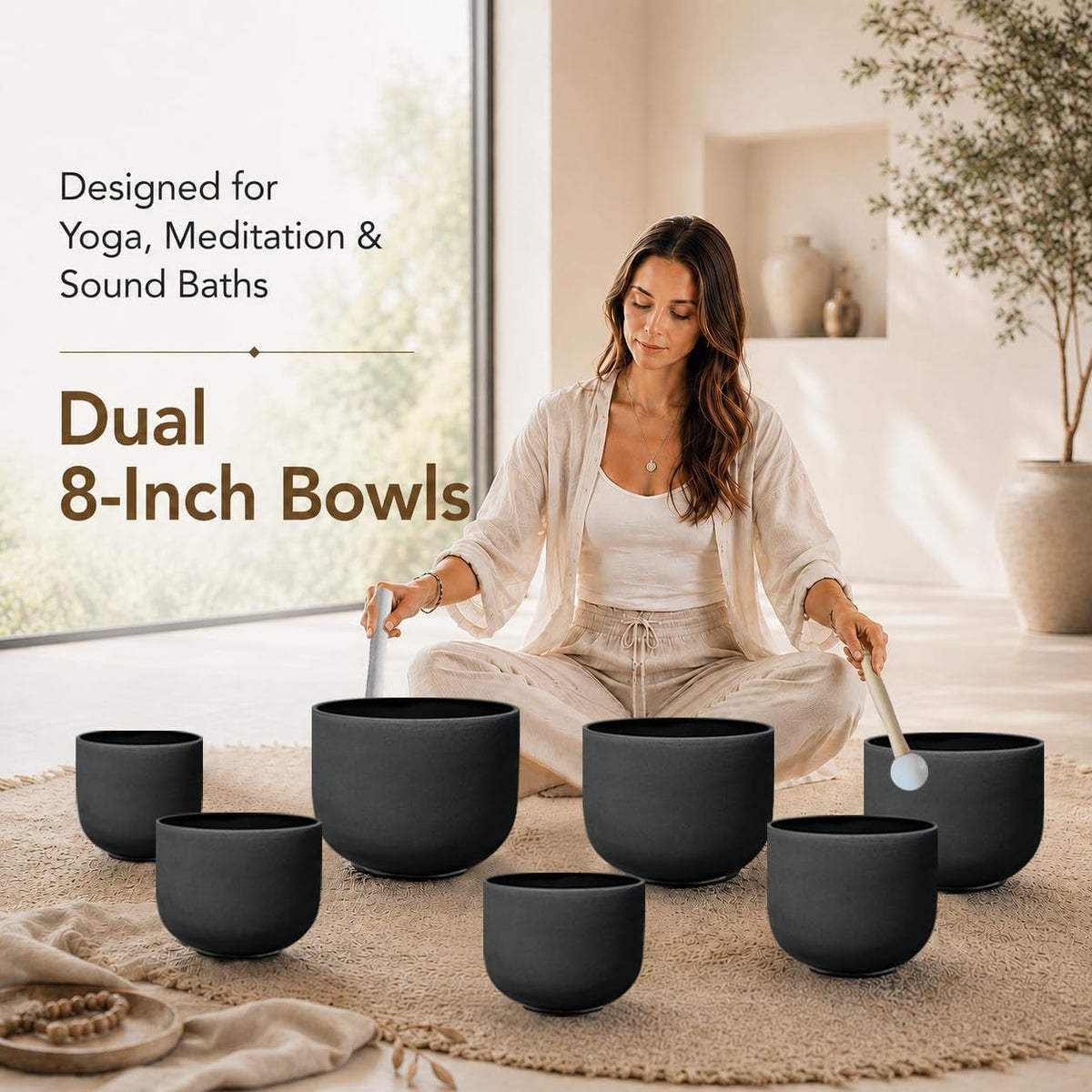 RYAN DVAN 432Hz 7"-12" Multiple Color Options Crystal Singing Bowl Set of 7