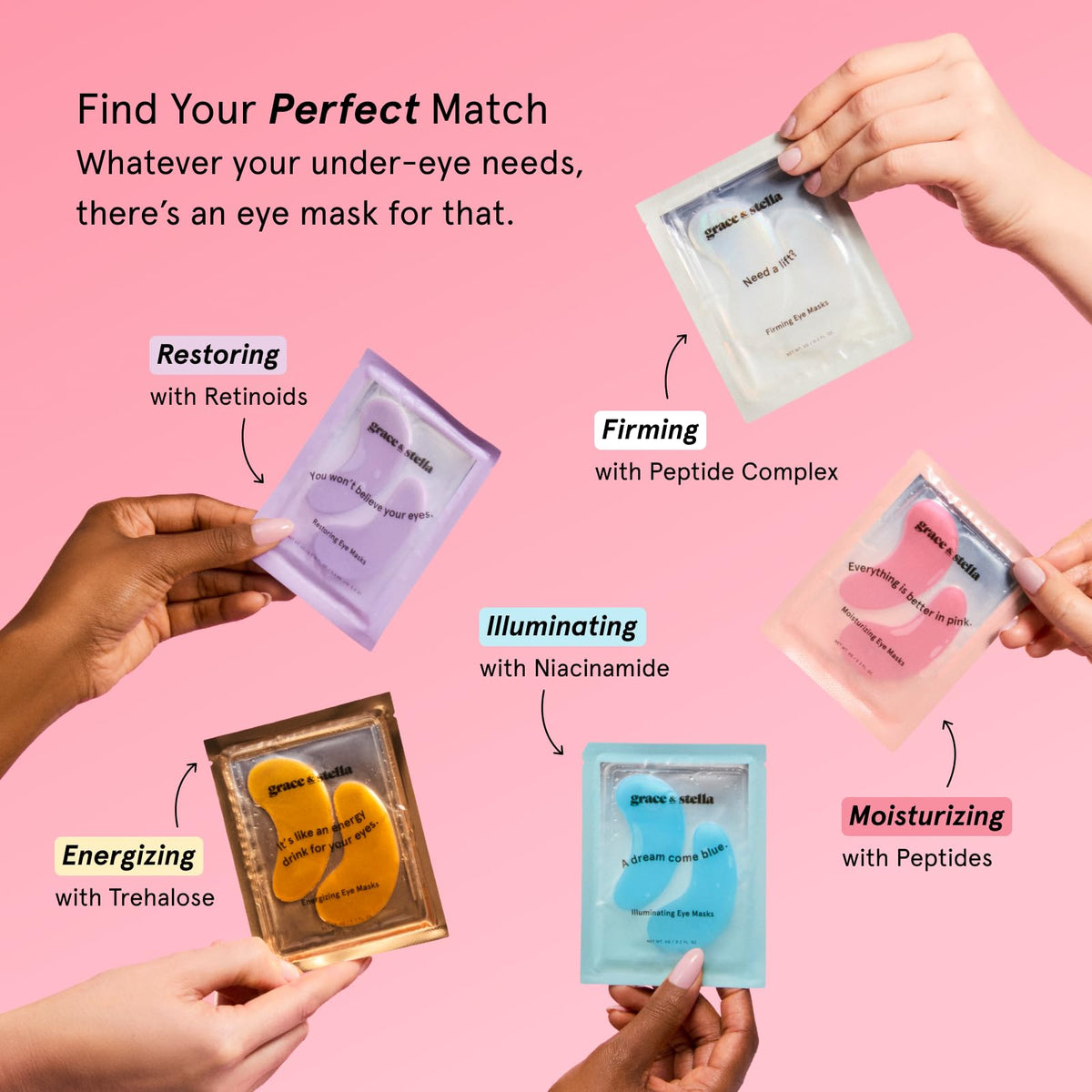 Grace & Stella Award Winning Eye Patches for Puffy Eyes  Dark Circles  Undereye Bags