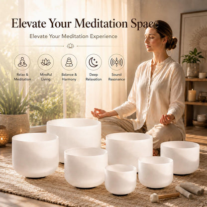 RYAN DVAN 432Hz 7"-12" Multiple Color Options Crystal Singing Bowl Set of 7