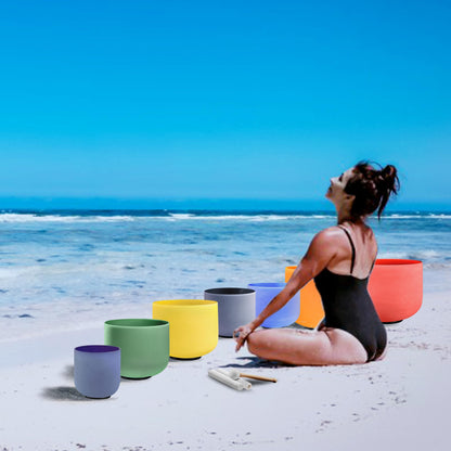 RYAN DVAN 432Hz 7"-12" Multiple Color Options Crystal Singing Bowl Set of 7