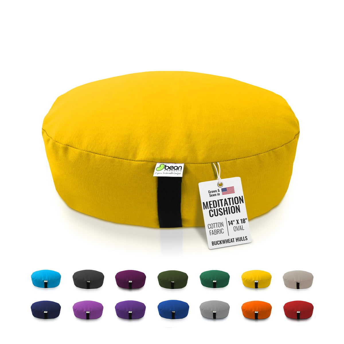 Bean Products Zafu Meditation Pillow for Sitting on Floor, Yoga Cushion Made in USA