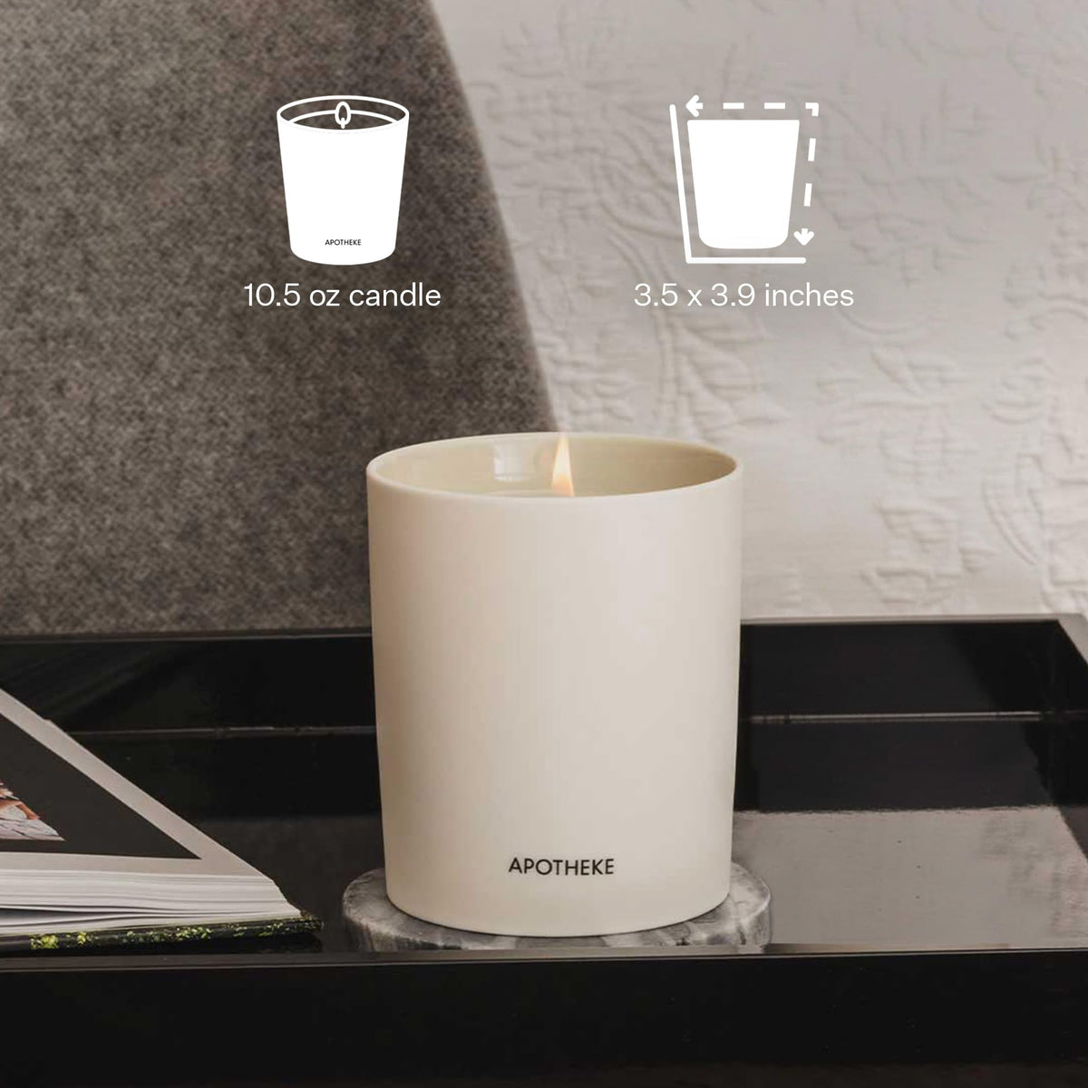 Apotheke Signature Scented Candles for Home, Charcoal - 10.5 Oz