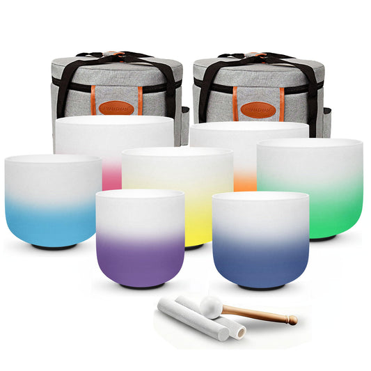 RYAN DVAN 432Hz 7"-12" Multiple Color Options Crystal Singing Bowl Set of 7