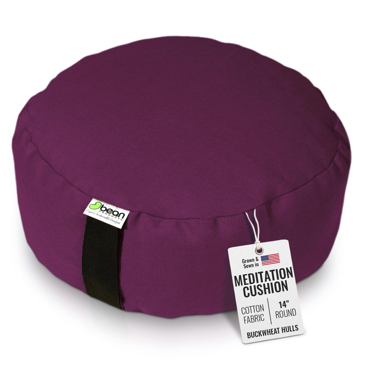 Bean Products Zafu Meditation Pillow for Sitting on Floor, Yoga Cushion Made in USA