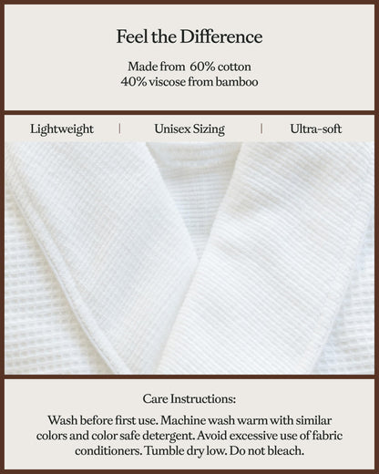 Cozy Earth Waffle Bath Robe, Lightweight Spa Robe with Pockets