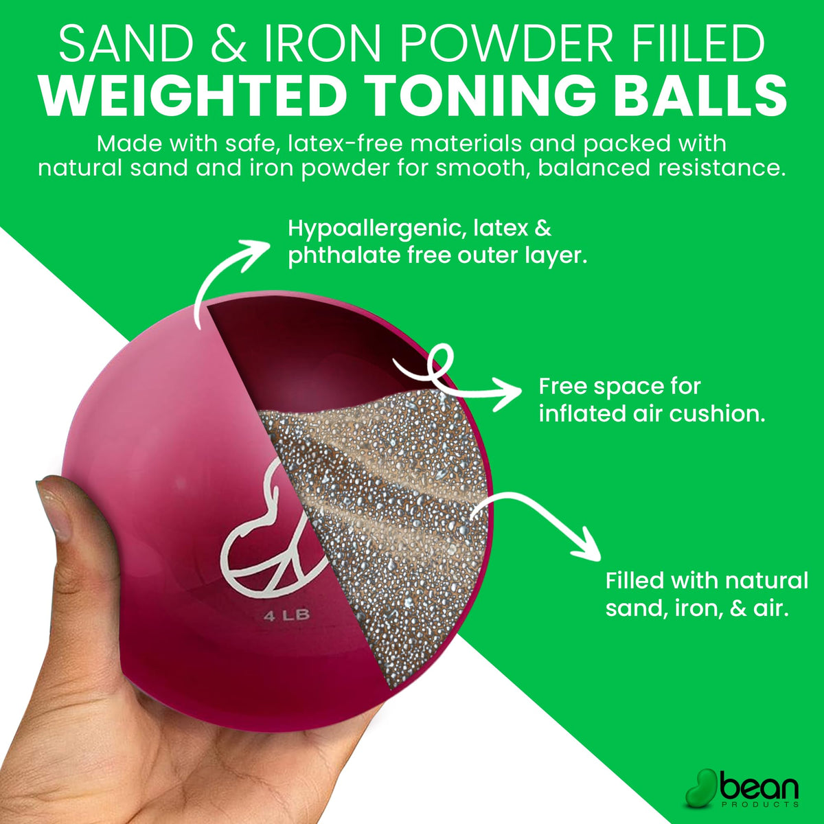 Bean Products Soft Weighted Balls for Exercise 2-6lb Options