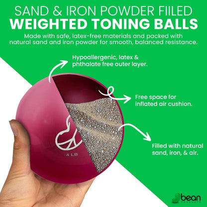 Bean Products Soft Weighted Balls for Exercise 2-6lb Options
