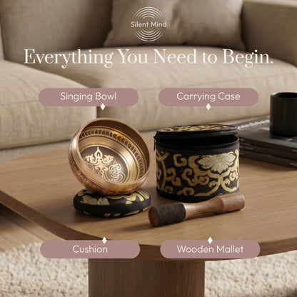 Silent Mind Tibetan Singing Bowl Set – Easy to Play & Beginner Friendly Meditation Bowl
