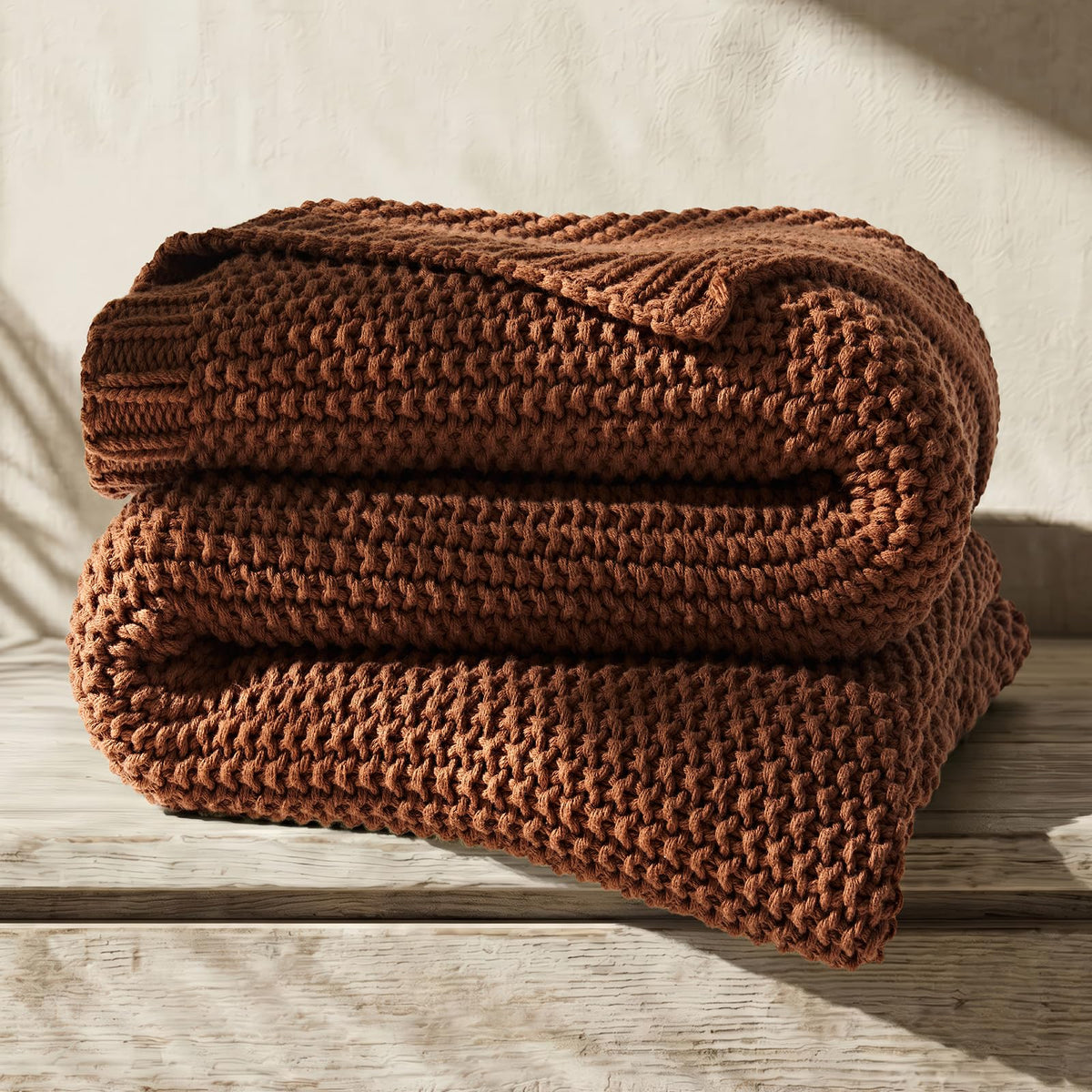 EverGrace Organic Cotton Chunky Knit Throw Blanket, Multiple Colors 60 x 80
