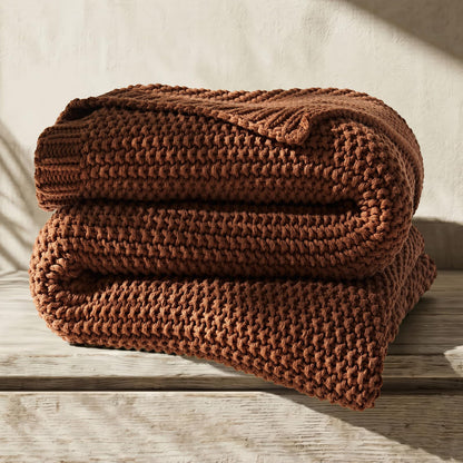 EverGrace Organic Cotton Chunky Knit Throw Blanket, Multiple Colors 60 x 80