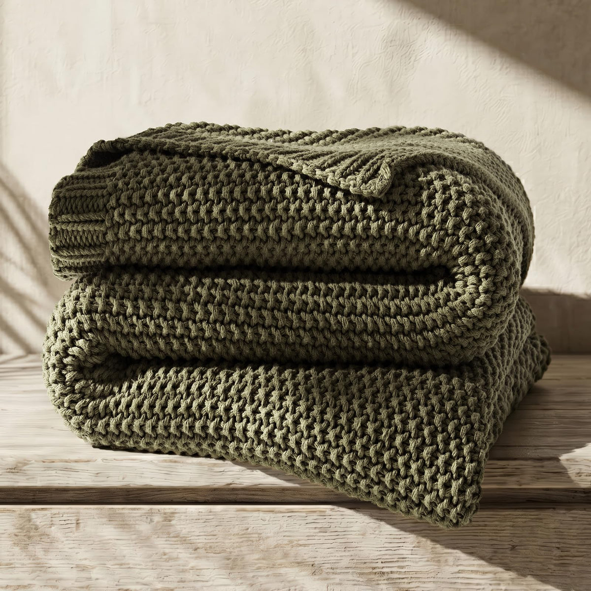EverGrace Organic Cotton Chunky Knit Throw Blanket, Multiple Colors 60 x 80