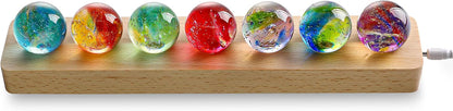 7 Chakra Natural Healing Crystal Spheres with LED Wooden Stand
