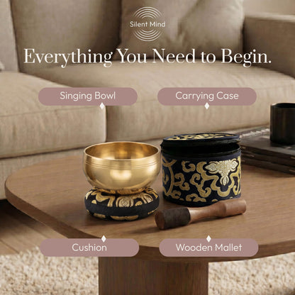 Silent Mind Tibetan Singing Bowl Set – Easy to Play & Beginner Friendly Meditation Bowl