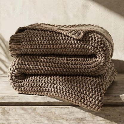 EverGrace Organic Cotton Chunky Knit Throw Blanket, Multiple Colors 60 x 80