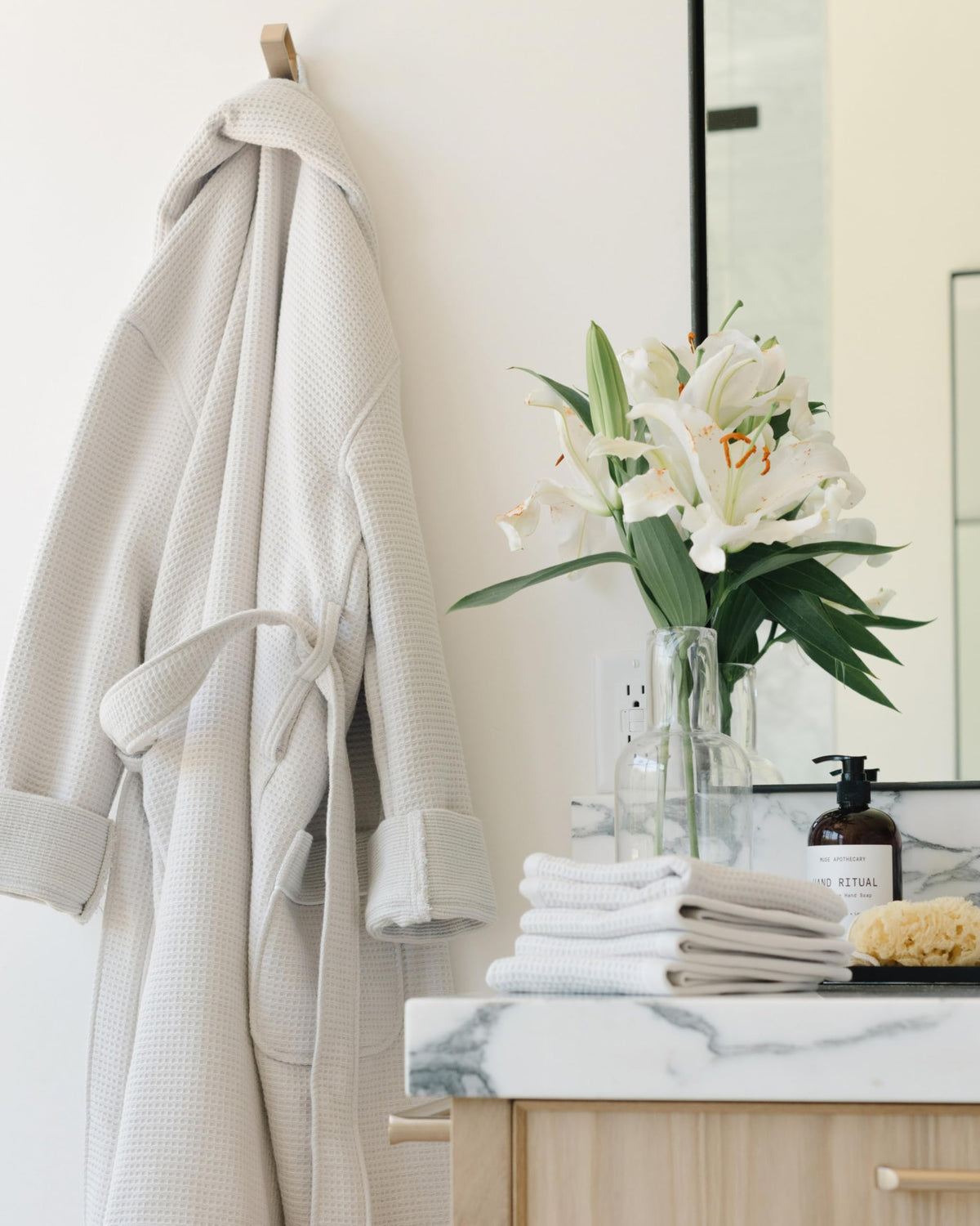 Cozy Earth Waffle Bath Robe, Lightweight Spa Robe with Pockets