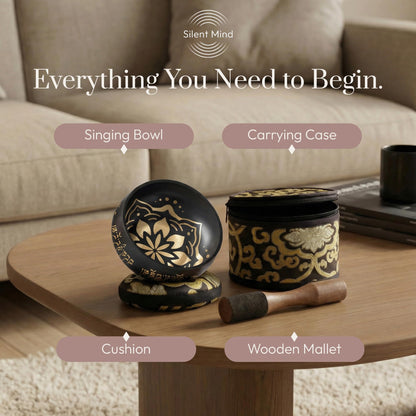 Silent Mind Tibetan Singing Bowl Set – Easy to Play & Beginner Friendly Meditation Bowl