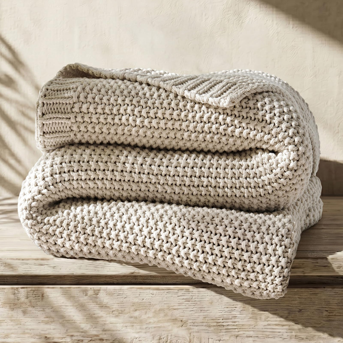 EverGrace Organic Cotton Chunky Knit Throw Blanket, Multiple Colors 60 x 80