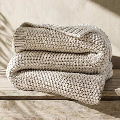 EverGrace Organic Cotton Chunky Knit Throw Blanket, Multiple Colors 60 x 80