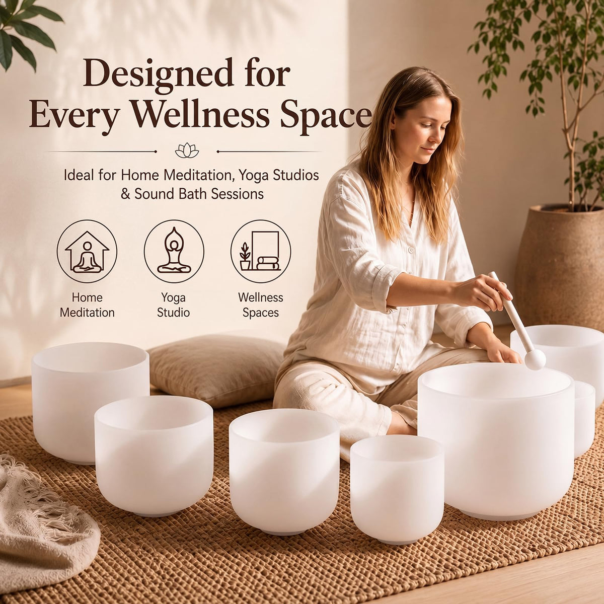 RYAN DVAN 432Hz 7"-12" Multiple Color Options Crystal Singing Bowl Set of 7