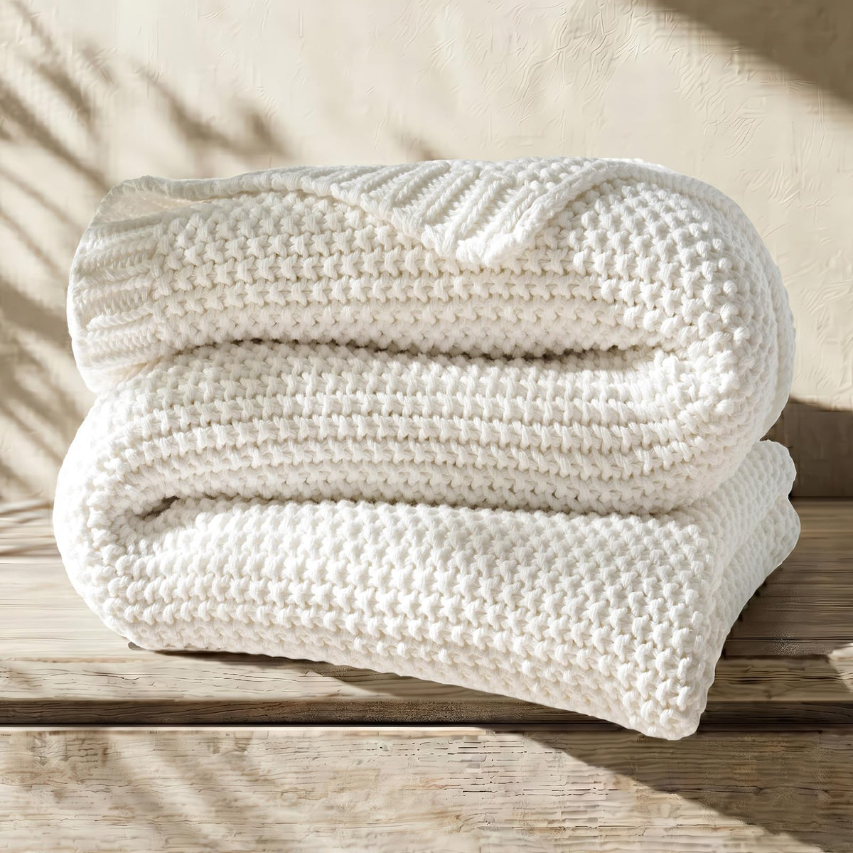 EverGrace Organic Cotton Chunky Knit Throw Blanket, Multiple Colors 60 x 80