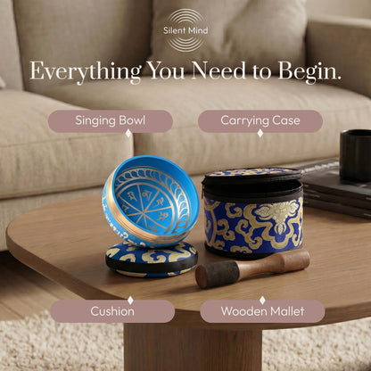 Silent Mind Tibetan Singing Bowl Set – Easy to Play & Beginner Friendly Meditation Bowl