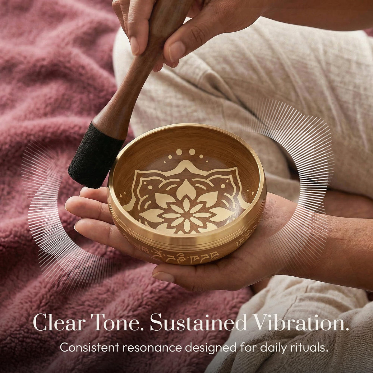 Silent Mind Tibetan Singing Bowl Set – Easy to Play & Beginner Friendly Meditation Bowl