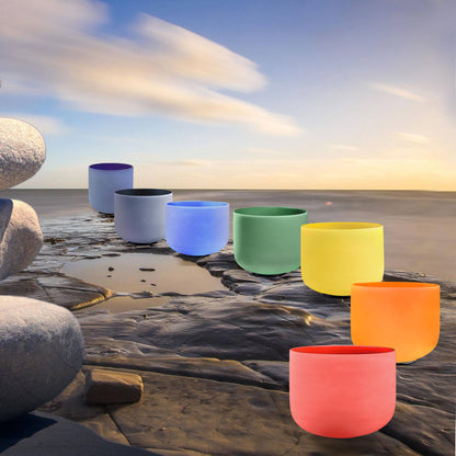 RYAN DVAN 432Hz 7"-12" Multiple Color Options Crystal Singing Bowl Set of 7