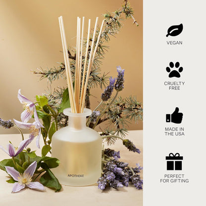 Apotheke Scented Reed Diffuser for Home, Charcoal, 10 Reed Sticks